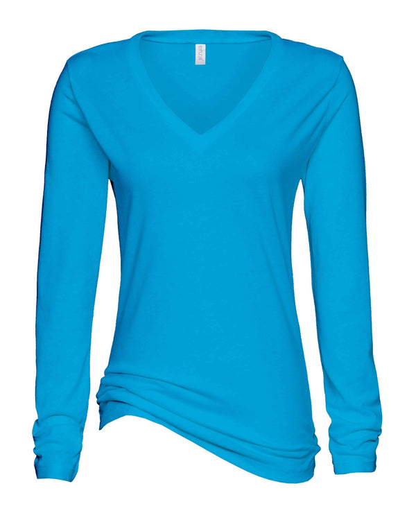Women's Long-Sleeve V-Neck (EX032) - Bottlecap Design