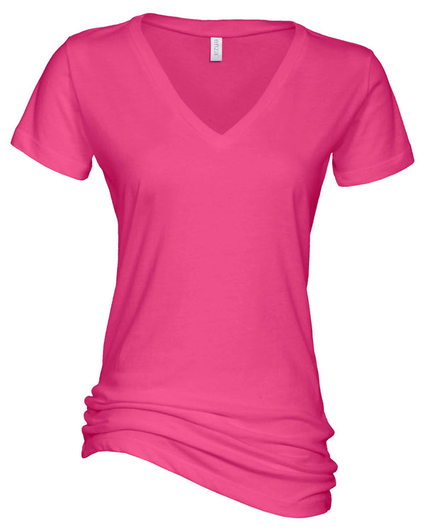 Women's V-Neck T-Shirt (EZ038) - Biker Babe Design